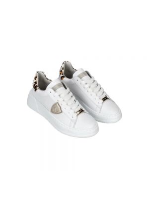 Sneakers di pelle con stampa animalier Philippe Model bianco