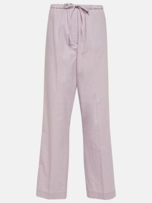 Хлопковые прямые брюки с высокой талией TotÊme розовые