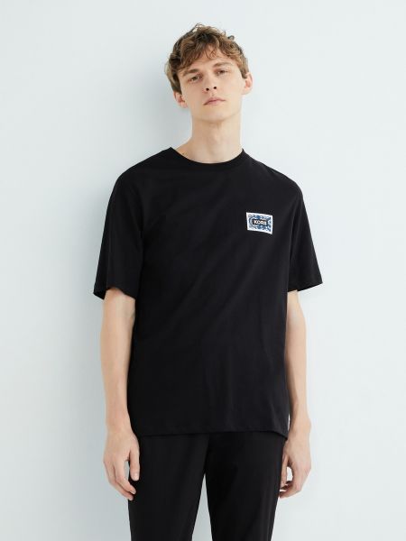 Camiseta de algodón con estampado Michael Kors negro