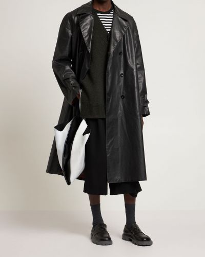 Памучно палто Maison Margiela черно