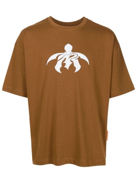 Βαμβακερή μπλούζα με σχέδιο Piet καφέ