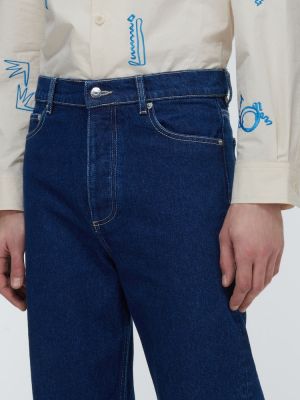 Voľné bavlnené džínsy s rovným strihom Nanushka modrá