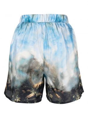 Seiden shorts mit print Roberto Cavalli blau