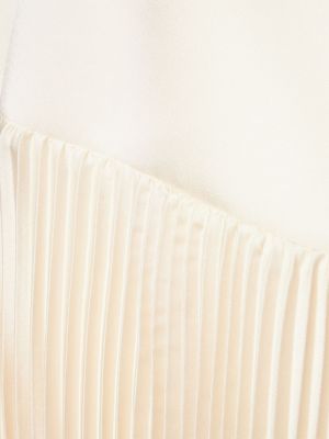 Rochie midi din satin plisată Brandon Maxwell alb