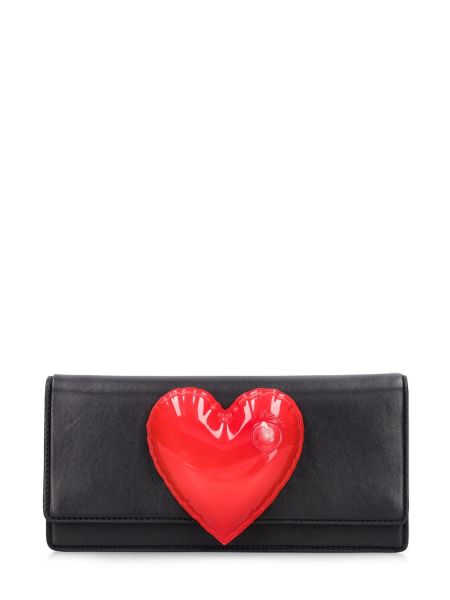 Кожени чанта тип „портмоне“ със сърца Moschino черно