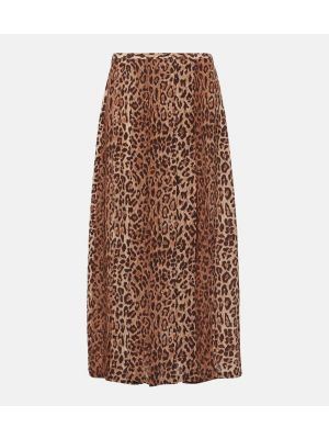Svilena maksi suknja s printom s leopard uzorkom Rixo