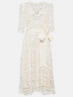 Кружевное платье миди Elie Saab белое