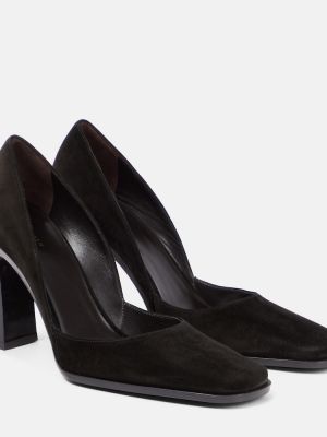 Велурени полуотворени обувки The Row черно