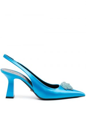 Pantofi cu toc de cristal Versace albastru