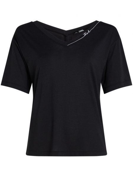 T-shirt à col v Karl Lagerfeld noir