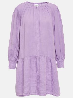 Хлопковое бархатное платье мини Velvet фиолетовое