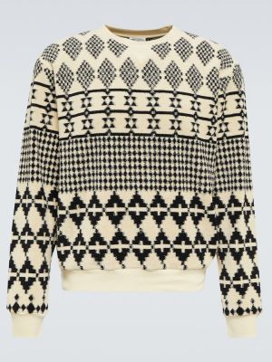 Памучен пуловер Saint Laurent бежово