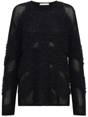 Viskózový bavlněný lněný svetr Dion Lee - černá