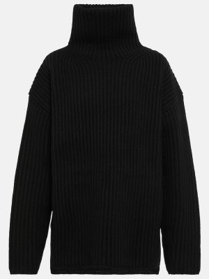 Jersey cuello alto de lana con cuello alto de tela jersey Joseph negro