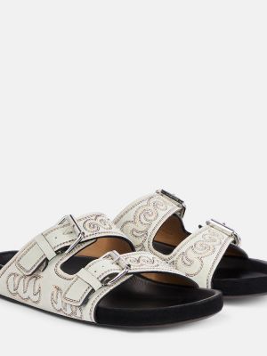 Sandale din piele de căprioară Isabel Marant alb