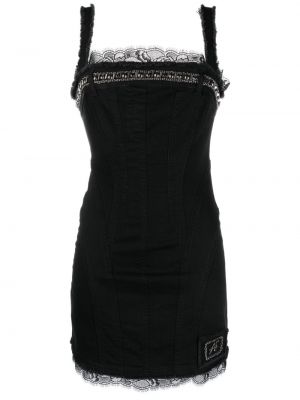 Κοκτέιλ φόρεμα με δαντέλα Alberta Ferretti μαύρο