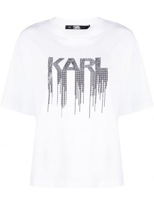 T-shirt con cristalli Karl Lagerfeld bianco