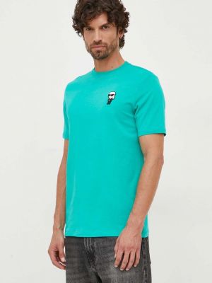 Тениска с дълъг ръкав с апликация Karl Lagerfeld зелено