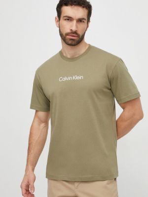Тениска с дълъг ръкав с принт Calvin Klein зелено