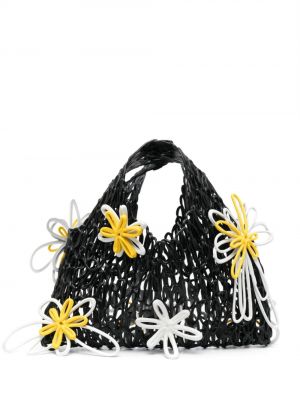 Pletená kvetinová taška Kasia Kucharska čierna