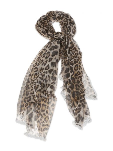 Echarpe en soie à imprimé à imprimé léopard Faliero Sarti marron