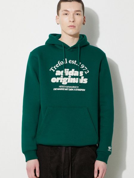 Bluza z kapturem z nadrukiem Adidas Originals zielona