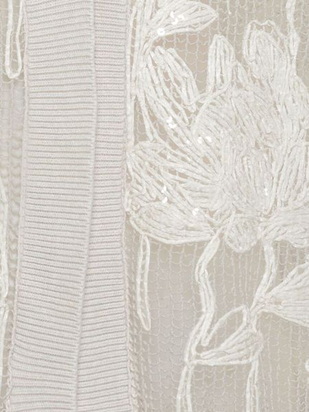 Geblümt strickjacke mit v-ausschnitt Brunello Cucinelli beige