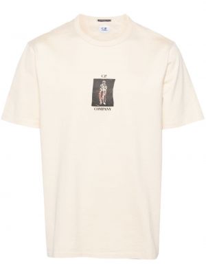 Bavlnené tričko s potlačou C.p. Company béžová