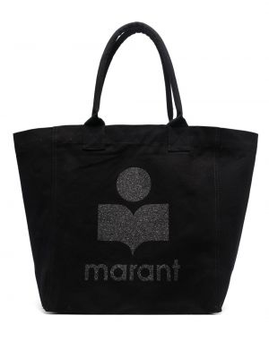Borsa shopper con stampa Isabel Marant nero