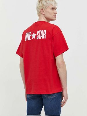 Bavlněné tričko s potiskem Converse červené