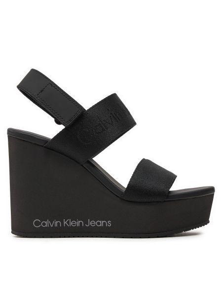 Сандали с клин ток Calvin Klein Jeans черно