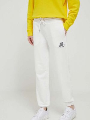 Spodnie sportowe bawełniane Tommy Hilfiger białe