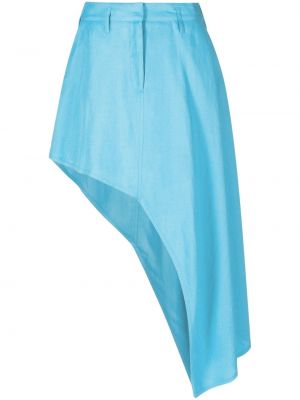 Viskózové lněné sukně na zip Stella Mccartney - modrá