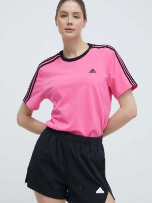 Памучна тениска Adidas розово