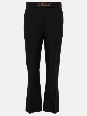 Pantalones de lana de seda Valentino negro