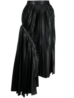 Plisovaná asymetrická midi sukňa Rokh čierna