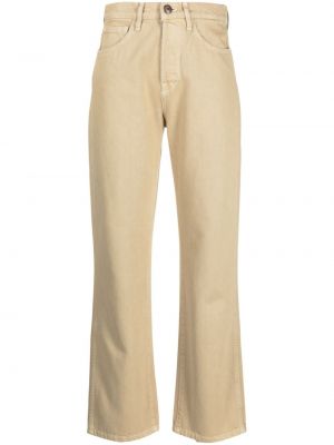 Bavlnené džínsy s rovným strihom 3x1 béžová