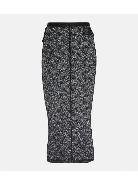 Кружевная юбка-карандаш Alessandra Rich черная