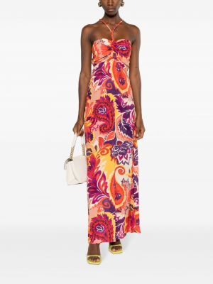 Sukienka długa bez rękawów z nadrukiem z wzorem paisley Ba&sh fioletowa