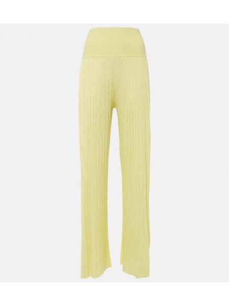Pantaloni cu talie înaltă din jerseu plisate Alaïa galben