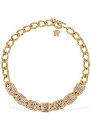 Krištáľový náhrdelník Versace zlatá