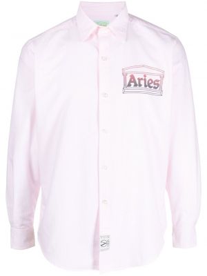 Риза с принт Aries розово