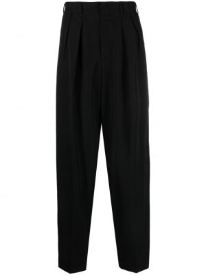 Spodnie wełniane relaxed fit plisowane Pt Torino czarne