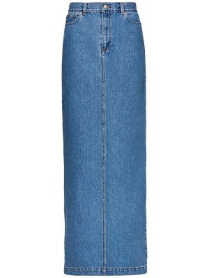 Памучна дънкова пола с висока талия Magda Butrym синьо