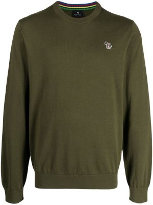 Sweter z okrągłym dekoltem w zebrę Ps Paul Smith zielony