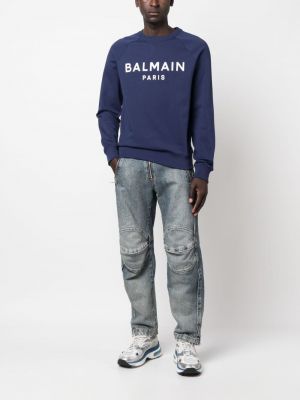 Sweatshirt aus baumwoll mit print Balmain blau