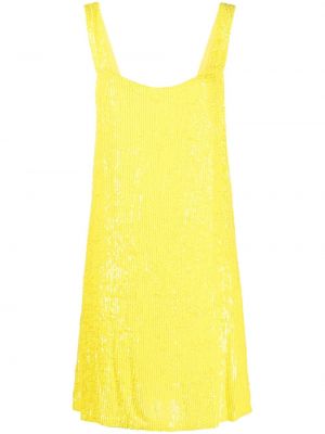 Viskózové koktejlové šaty s flitry bez rukávů P.a.r.o.s.h. - žlutá