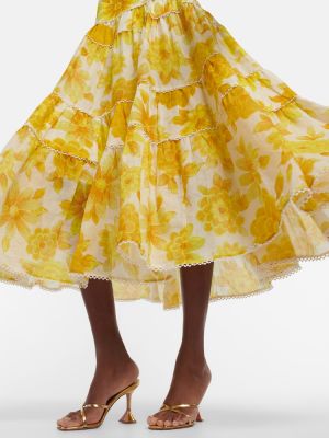 Květinové midi šaty Alã©mais žluté