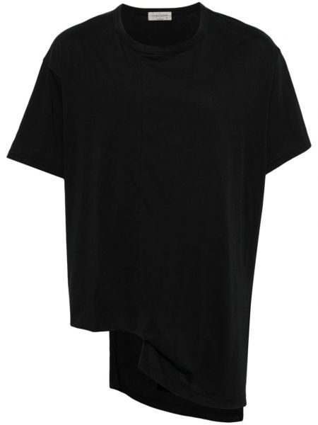 Koszulka bawełniana drapowana Yohji Yamamoto czarna