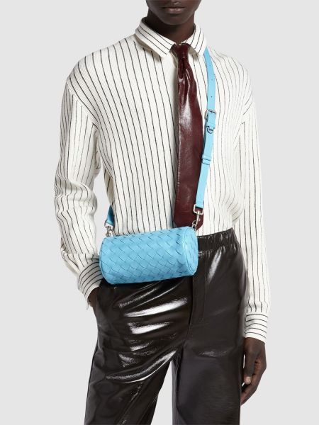 Bőr bőr crossbody táska Bottega Veneta ezüstszínű